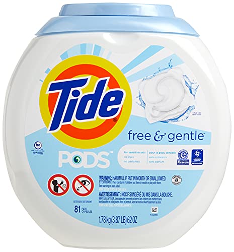 Tide Free and Gentle Laundry Detergent Pods, 81 Count, Unscented and Hypoallergenic for Sensitive Skin