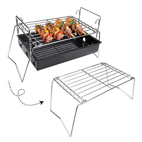 WIOR Charcoal Grill Camping Grill Portable Grill Mini Grill - Stainless Steel Folding BBQ Mesh Barbecue Grill for Outdoor Camping , Barbecues, Camping, Tailgating, Traveling