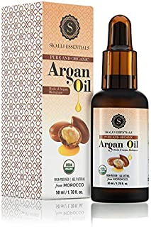 Skalli Essentials Organic Moroccan Argan Oil for Hair, Skin, Nails | Cuticle Oil, Face Moisturizer, Beard Oil, Damaged Hair Repair | Premium Grade Moroccan Oil (50 mL)