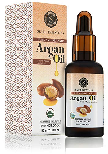 Skalli Essentials Organic Moroccan Argan Oil for Hair, Skin, Nails | Cuticle Oil, Face Moisturizer, Beard Oil, Damaged Hair Repair | Premium Grade Moroccan Oil (50 mL)