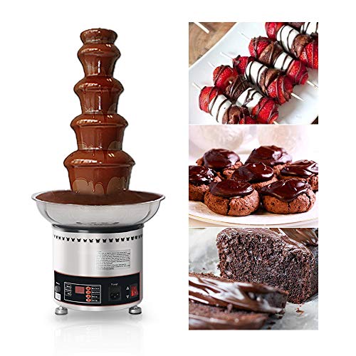 Huanyu Digital Display 5 Tiers Chocolate Fountain Commercial Electric 30-110 4kg Chocolate Fountain Maker Machine Automatic Chocolate Melter Warmer Heater Chocolate Fondue Waterfall For Party Wedding Birthday Christmas (5 Tiers, 220V)