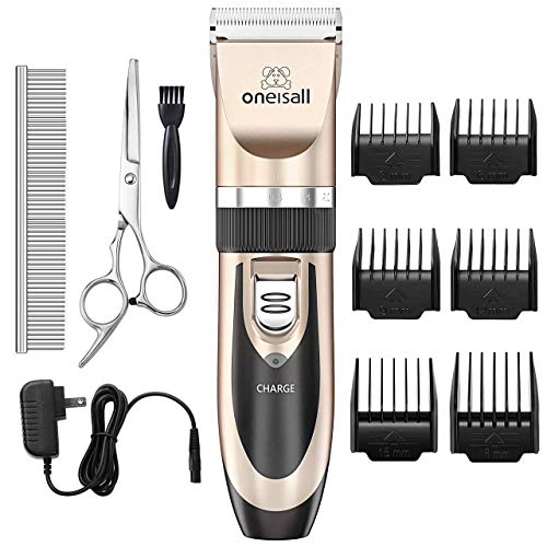 oneisall Dog Shaver Clippers Low Noise Rechargeable Cordless Electric Quiet Hair Clippers Set for Dog Cat