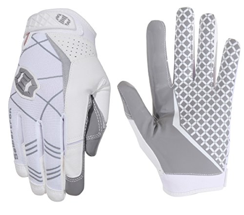 Seibertron Pro 3.0 Elite Ultra-Stick Sports Receiver Glove Football Gloves Youth and Adult (White, L)