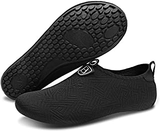 Barerun Barefoot Quick-Dry Water Sports Shoes Aqua Socks for Swim Beach Pool Surf Yoga for Women Men (M(W:6.5-7.5), Black Lines)