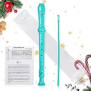 KINGSO 8-Hole Soprano Descant Recorder With Cleaning Rod + Case Bag Music Instrument (Green)