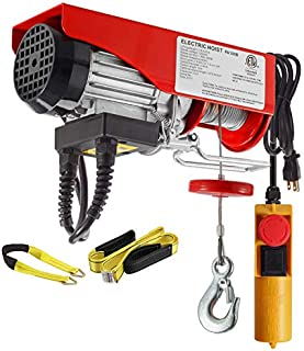 Partsam 220 lbs Lift Electric Hoist Crane Remote Control Power System, Zinc-Plated Steel Wire Overhead Crane Garage Ceiling Pulley Winch w/Premium Straps (w/Emergency Stop Switch)