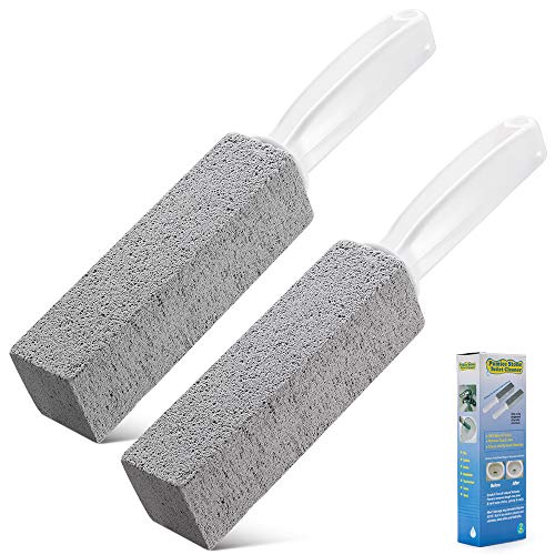 2 Pack Toilet Cleaner Hard Water Build up Remover with Ergonomic Handle, Toilet Bowl Stain Ring Remover, Pumice Stone Toilet Cleaner Tool Stain Hard Water Ring Remover for Toilet, Pool, Bathroom, Sink