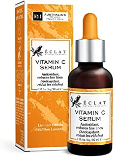 Organic Vitamin C Serum for Face/Neck/Eyes - Patented Cold Processed Serum with 20% Vitamin C - 100% Vegan - Dermatologist Developed