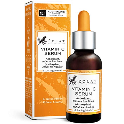 Organic Vitamin C Serum for Face/Neck/Eyes - Patented Cold Processed Serum with 20% Vitamin C - 100% Vegan - Dermatologist Developed