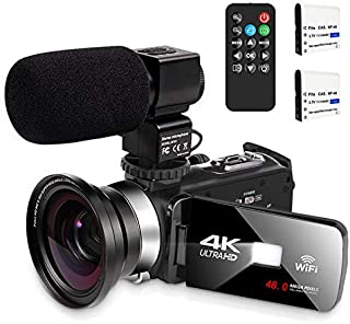 Video Camera with Microphone 4K Camcorder Digital Video Recorder YouTube Vlogging WiFi Camera 48.0MP Webcam for Live Streaming KOMERY Video Camera 16X Digital Zoom with Remote Control