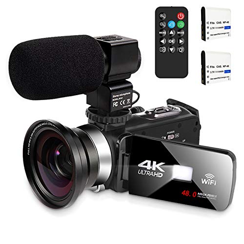 Video Camera with Microphone 4K Camcorder Digital Video Recorder YouTube Vlogging WiFi Camera 48.0MP Webcam for Live Streaming KOMERY Video Camera 16X Digital Zoom with Remote Control