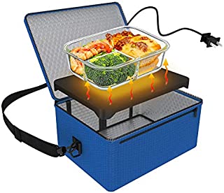 Portable Oven, 110V Portable Food Warmer Personal Portable Oven Mini Electric Heated Lunch Box for Reheating & Raw Food Cooking in Office, Travel, Potlucks and Home Kitchen (Blue)