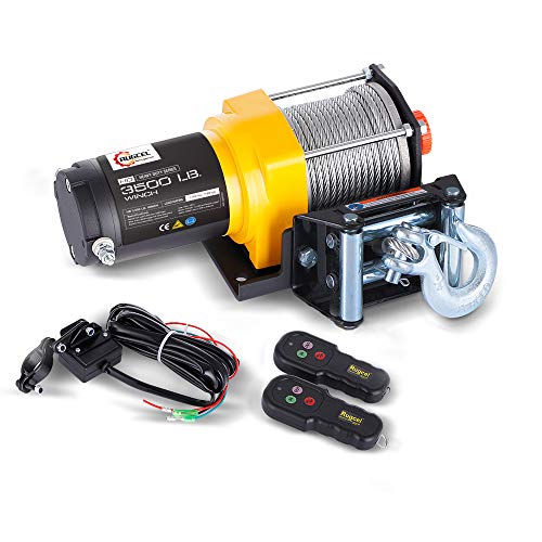 RUGCEL Winch 12V Electric ATV Winch 2 Remote Wireles Control Steel Cable Boat ATV Kit (3500 LBS)