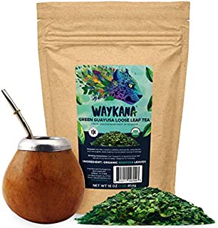 Organic Guayusa Loose Leaf Energy Tea by Waykana, 1 Pound (16oz) | Alternative to Yerba Mate, Coffee and Green Tea: Smooth Flavor | 40 mg of Caffeine per Serving | Boost Performance & Mental Clarity