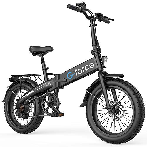 G-Force Folding Electric Bicycle, 20-inch 4.0 Fat tire, Detachable Battery, 7-Speed Gear City Commuter Electric Bicycle.