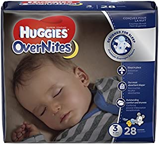 HUGGIES OverNites Diapers, Size 3, 28 ct., JUMBO PACK Overnight Diapers (Packaging May Vary)