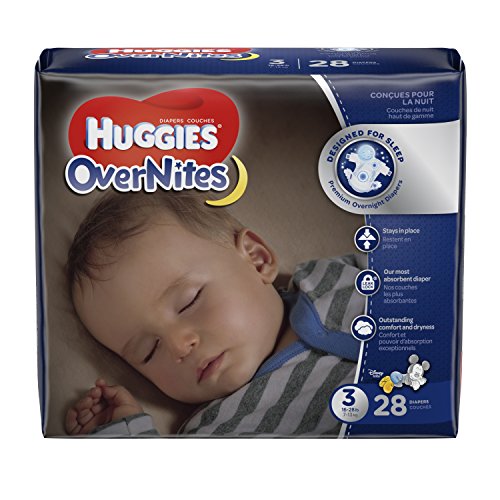 HUGGIES OverNites Diapers, Size 3, 28 ct., JUMBO PACK Overnight Diapers (Packaging May Vary)