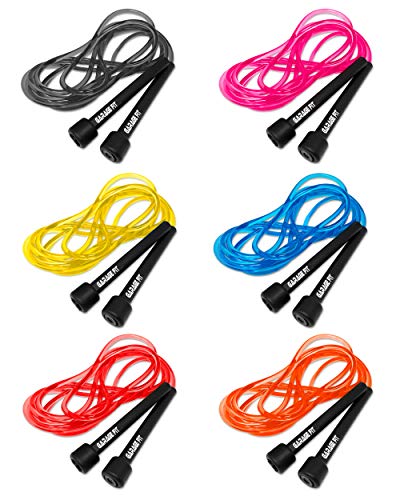 Garage Fit 9' Adjustable PVC Jump Rope for Cardio Fitness - Versatile Jump Rope for Both Kids and Adults - Great Jump Rope for Exercise (Bundle of all six colors)