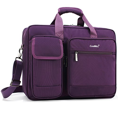 CoolBELL 17.3 Inch Laptop Briefcase Protective Messenger Bag Nylon Shoulder Bag Multi-Functional Hand Bag for Laptop/Ultrabook/Tablet/MacBook/Dell/HP/Men/Women/Business (Purple)