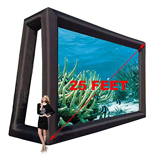 6.35x4m 25ft Inflatable Movie Screen Outdoor Cinema Incl Blower - Seamless Front and Rear Portable Blowup Theater Projection Screen for Churches, Grand Parties, Backyard Pool Fun