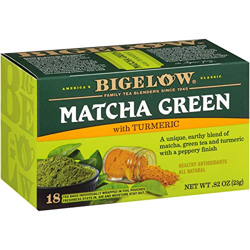 Bigelow Tea Matcha Green Tea with Turmeric, 18 Count (Pack of 6), Caffeinated Green Tea, 108 Tea Bags Total