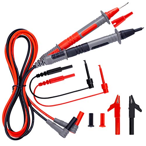 KAIWEETS Soft Silicone Electrician Test Leads Kit CAT III 1000V & CAT IV 600V with Alligator Clips and Needle Probe for Fluke/AstroAI/INNOVA Multimeter Electronic Clamp Meter