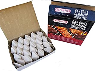 Chef Master 05004CM Ceramic Gas Grill Self Cleaning Briquettes, Replacement for Lava Rocks, Cleaner Cooking, Gas Grill Briquettes for BBQ Grill