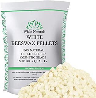 White Beeswax Pellets 1 lb (16 oz), Pure, Natural, Cosmetic Grade, Top Quality Bees Wax Pastilles, Triple Filtered, Great For DIY Lip Balms, Lotions, Candles By White Naturals