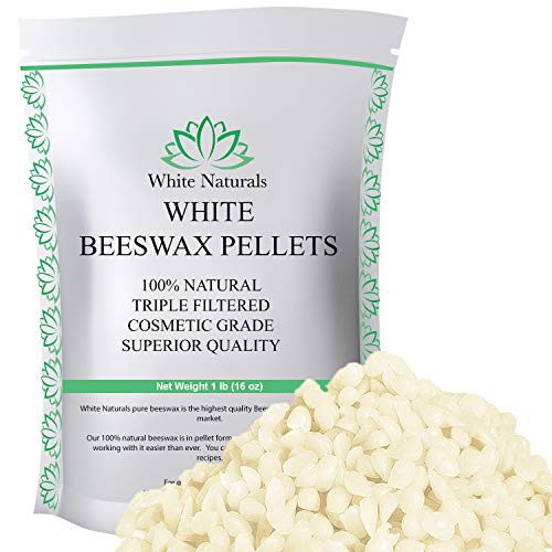 White Beeswax Pellets 1 lb (16 oz), Pure, Natural, Cosmetic Grade, Top Quality Bees Wax Pastilles, Triple Filtered, Great For DIY Lip Balms, Lotions, Candles By White Naturals