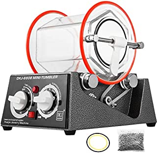 BestEquip Jewelry Polisher Tumbler 3kg 6.6Lbs Capacity Jewelry Polishing Finishing Machine 45W Mini Polisher Tumbler with Glass Barrel Lock Buckle Rotary Tumbler Surface Polisher for Jewelry Polishing