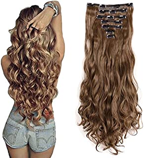 7Pcs 16 Clips 24 Inch Wavy Curly Full Head Clip in on Double Weft Hair Extensions