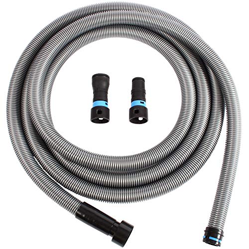 Cen-Tec Systems 94126 Quick Click 20 Ft. Hose for Home and Shop Vacuums with Multi-Brand Power Tool Adapter for Dust Collection, Silver