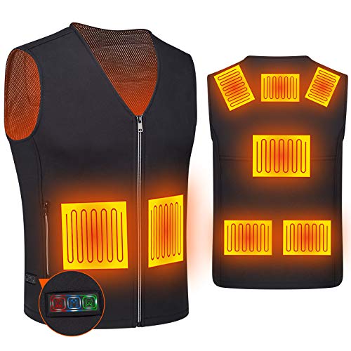 Heated Vest for Women and Men, DOACE Smart Electric Heating Vest Rechargeable, Warming heated Jacket, Lightweight Heated Coat for Hiking Skiing Fishing Camping Hunting Motorcycle, Battery Not Included