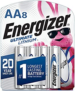 Energizer AA Lithium Batteries, World's Longest Lasting Double A Battery, Ultimate Lithium (8 Battery Count)