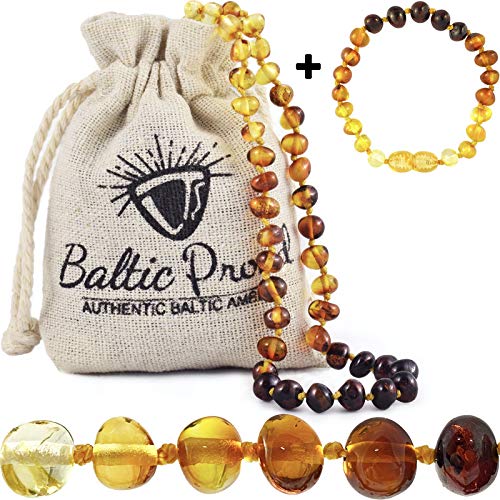 Baltic Amber Necklace and Bracelet Anklet Gift Set (Unisex Rainbow) Certified Premium Quality Raw Baltic Sea Amber