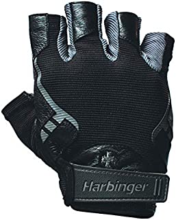 Harbinger 114330 Pro Non-WristWrap Vented Cushioned Leather Palm Weightlifting Gloves, Pair, Large , Black