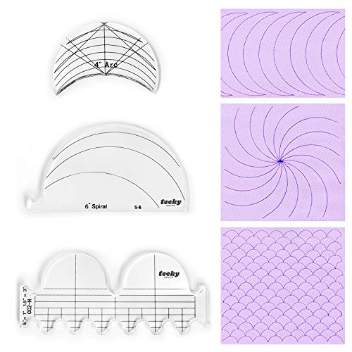 3 PCS Quilting Templates for Machine Quilting | Beginner Friendly Free Motion Quilt Templates | Quilting Rulers for Machine Quilting - High Shank 1/4