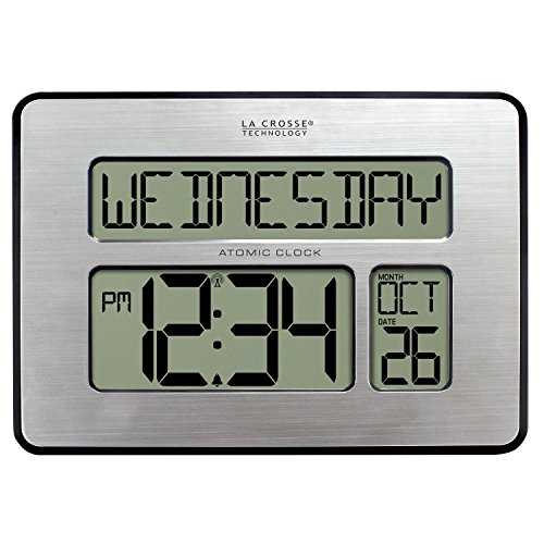 La Crosse Technology 513-1419BLv4-INT Backlight Atomic Full Calendar Clock with Extra Large Digits - Perfect Gift for the Elderly