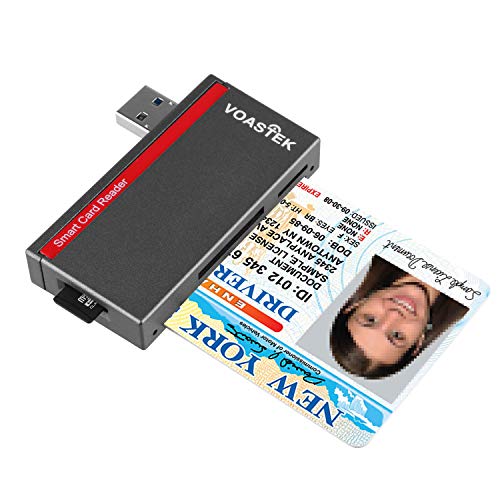 VOASTEK USB 3.0 Smart Card Reader | Electronic ID Card Reader and CAC Smart Card Reader | SD/Micro SD/M2/MS/SIM Card Adapter | Compatible with Windows (32/64bit) XP/Vista/7/8/10, Linux and Mac OS