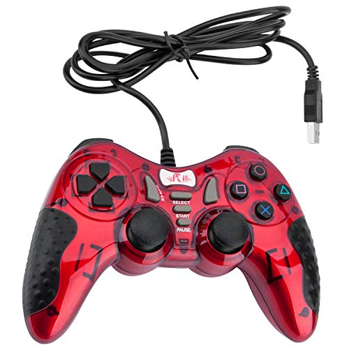 Gaming Wired Gamepad Controller Rii GP500 for PC Windows 98 XP 7 8 10 Games Playstation 3 STEAM Gaming with Joystick Dual Asymmetric USB Joy pad Handler (12 FIRE Buttons 4 AXLS)