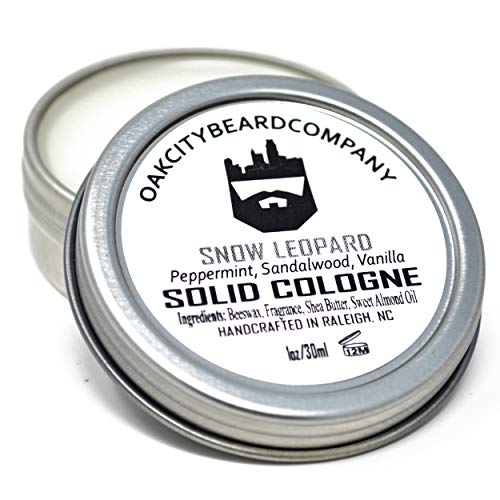 OakCityBeardCo. - Snow Leopard - Men's Solid Cologne - 1oz - Sandalwood - Peppermint - Vanilla - Fall & Winter Collection Scent