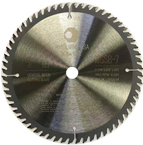 Whirlwind USA MGSB 7 1/4 Inch 60 Teeth Circular Saw Blade for Wood,Carbide Cordless Miter/Table Saw Blade,7/8-5/8