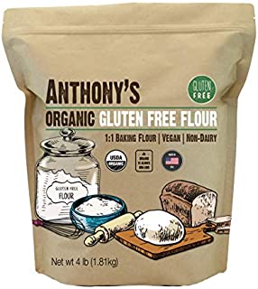 Anthony's Organic Gluten Free Flour, 4 lb, Multipurpose 1 to 1 Baking Flour, Non Dairy, Product of USA