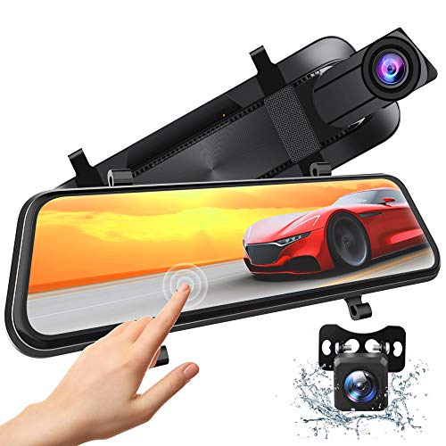 Xeapoms 4K 10'' Mirror Dash Cam Backup Camera for Cars [Support GPS], Front and Rear View Dual Lens, Sony Night Vision Sensor, Parking Assistance, G-Sensor Emergency Recording