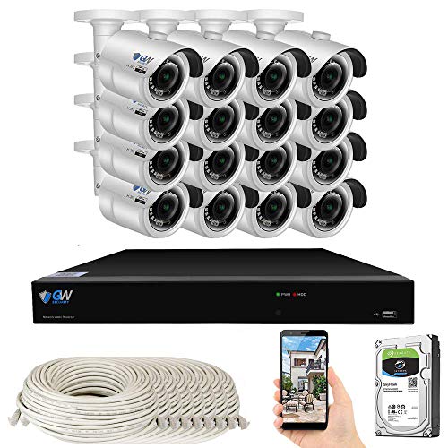 GW Security Smart AI 16 Channel H.265 PoE NVR Ultra-HD 4K (3840x2160) Security Camera System with 16 x 4K (8MP) 2160P Face Recognition/Human/Vehicle Detection Outdoor Indoor Surveillance IP Camera