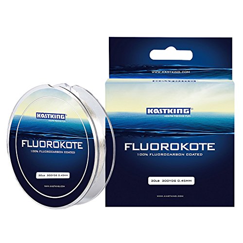 KastKing FluoroKote Fishing Line 100 Percent Pure Fluorocarbon Coated 30LB 300Yds 274M Premium Spool Clear