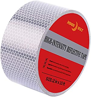 2in x 5yds High-Intensity Reflective Tape for Vehicles Bikes Clothes Helmets Mailboxes,Silver & White