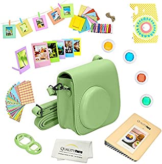 Quality Photo Instant Camera 12-Piece Accessories Bundle -Lime Green- Compatible for Fujifilm Instax Mini 8 & Mini 9 Camera Includes; Case W/Strap, Lens Filters, Photo Album & Frames + More