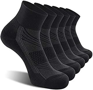 CelerSport 6 Pack Men's Ankle Socks with Cushion, Sport Athletic Running Socks, Black, Large