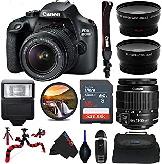 Canon EOS 4000D DSLR Camera with 18-55mm f/3.5-5.6 III Lens - Pixi Advanced Bundle (International Version)